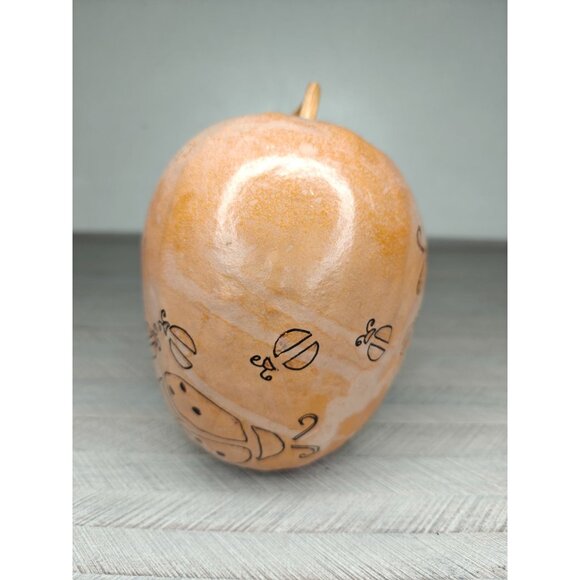 Hand-Painted Gourd Colorful Ladybug Ying Yang Art Natural Stem Artist Signed 6" - Picture 5 of 9